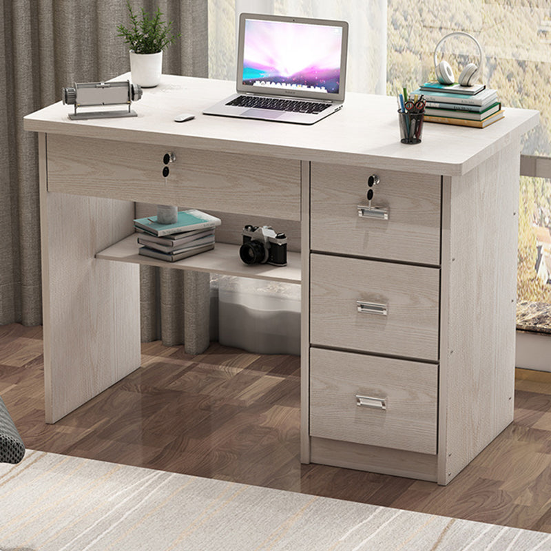 Engineered Wood Industrial Writing Desk Rectangular Office Desk with Drawers 39.4"L x 19.7"W x 29.5"H Textured White 4 Clearhalo 'furn' 'furn_office_desk' 'Furniture' 'Office Desks' 'Office Furniture' 'office_desk' 7665730