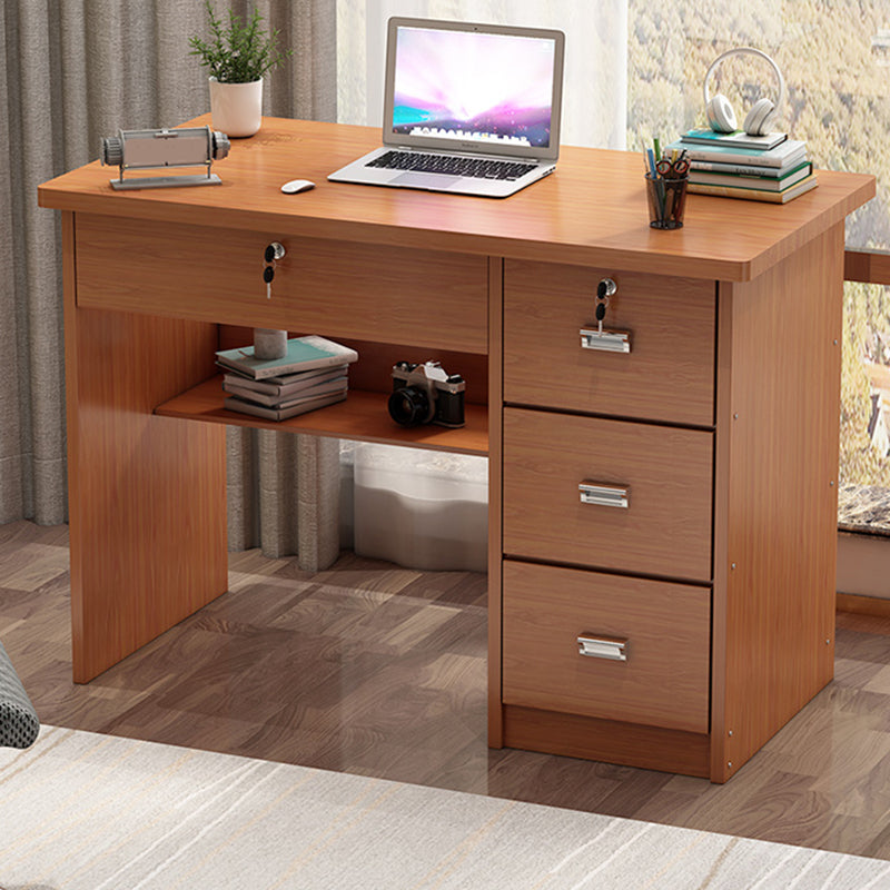 Engineered Wood Industrial Writing Desk Rectangular Office Desk with Drawers 39.4"L x 19.7"W x 29.5"H Medium Wood 4 Clearhalo 'furn' 'furn_office_desk' 'Furniture' 'Office Desks' 'Office Furniture' 'office_desk' 7665735