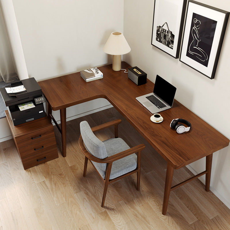 Modern Style Solid Wood Writing Desk L-Shape Office Table in Brown 55.1"L x 39.4"W x 29.5"H Left Hand Return Clearhalo 'furn' 'furn_office_desk' 'Furniture' 'Office Desks' 'Office Furniture' 'office_desk' 7665860
