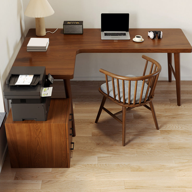 Modern Style Solid Wood Writing Desk L-Shape Office Table in Brown 63"L x 31.5"W x 29.5"H Left Hand Return Clearhalo 'furn' 'furn_office_desk' 'Furniture' 'Office Desks' 'Office Furniture' 'office_desk' 7665861