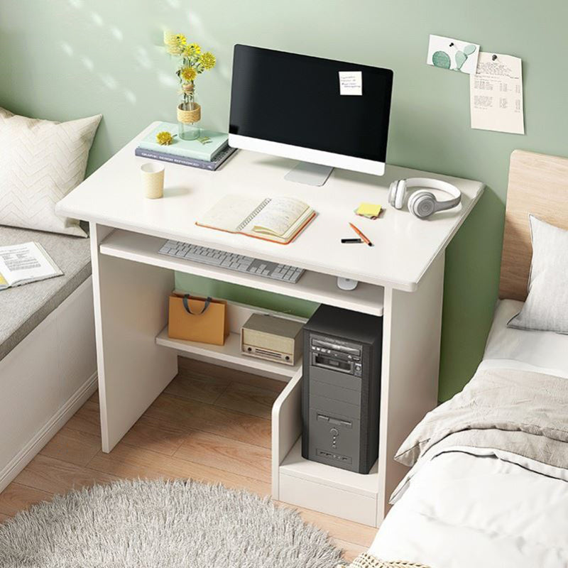 Escritorio de escritura de madera diseñada escritorio contemporáneo con estante de almacenamiento y cajones
