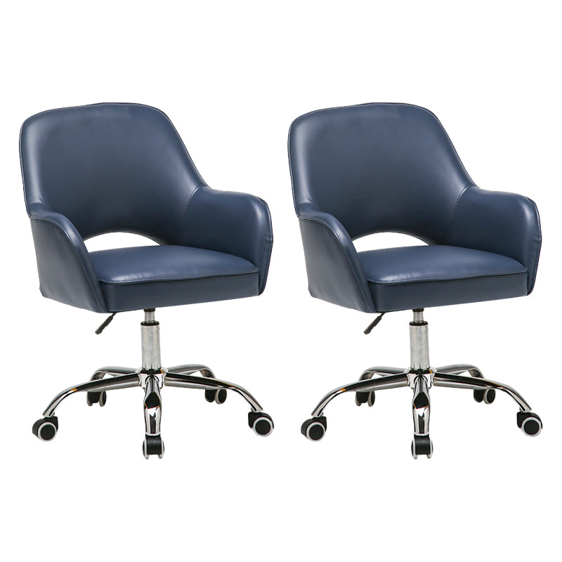 Armless Office Chair Leather Distressing Ergonomic Desk Chair with Wheels Blue 2 Piece Set Clearhalo 'furn' 'furn_office_chair' 'Furniture' 'Office Chairs' 'Office Furniture' 'office_chair' 7665971