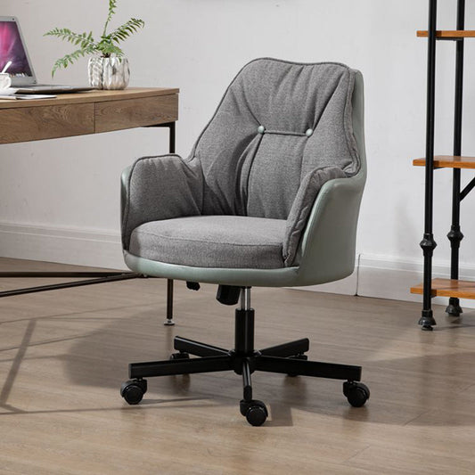 Armless Office Chair Distressing Ergonomic Desk Chair for Bedroom Home Green 1 Piece Casters Included