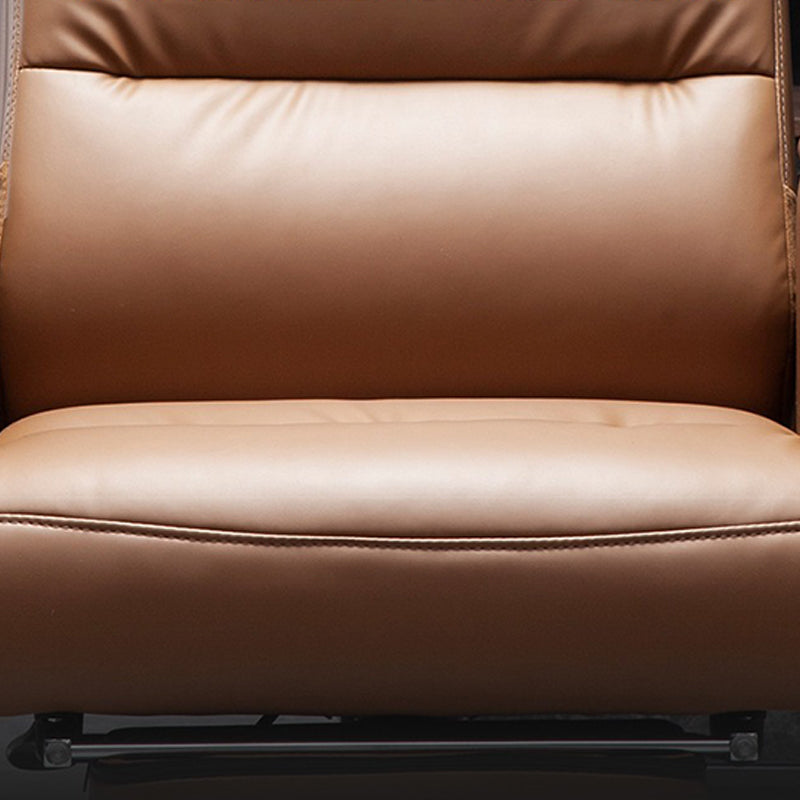 Modern Armless Office Chair No Distressing Leather Ergonomic Slide Chair with Wheels