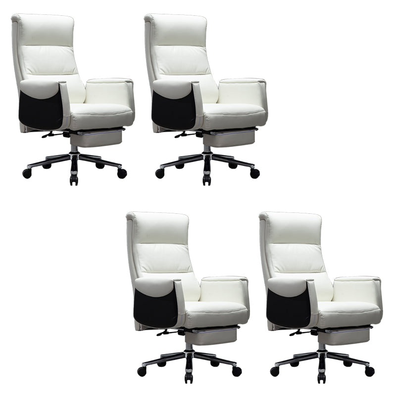 Modern Armless Office Chair No Distressing Leather Ergonomic Slide Chair with Wheels