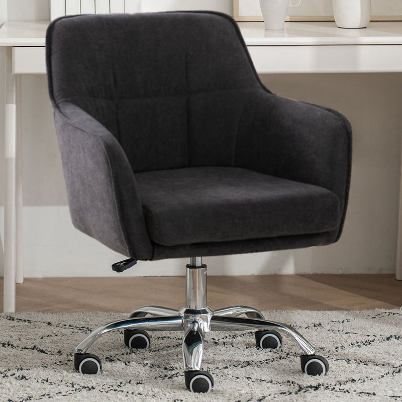 Armless Office Chair Distressing Ergonomic Desk Chair with Wheels Dark Gray 1 Piece Clearhalo 'furn' 'furn_office_chair' 'Furniture' 'Office Chairs' 'Office Furniture' 'office_chair' 7666079