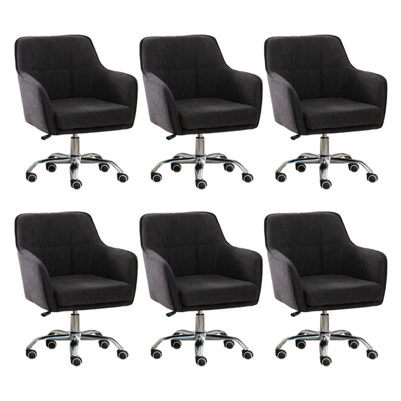 Armless Office Chair Distressing Ergonomic Desk Chair with Wheels Dark Gray 6 Piece Set Clearhalo 'furn' 'furn_office_chair' 'Furniture' 'Office Chairs' 'Office Furniture' 'office_chair' 7666085