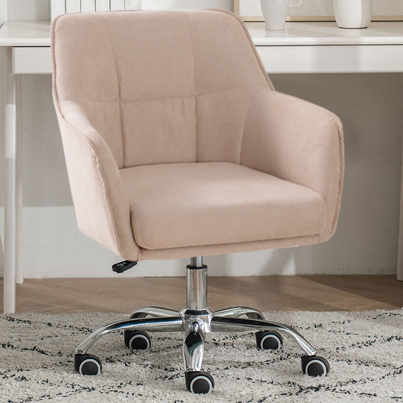 Armless Office Chair Distressing Ergonomic Desk Chair with Wheels Khaki 1 Piece Clearhalo 'furn' 'furn_office_chair' 'Furniture' 'Office Chairs' 'Office Furniture' 'office_chair' 7666088
