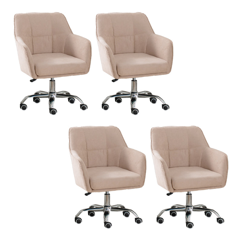 Armless Office Chair Distressing Ergonomic Desk Chair with Wheels Khaki 4 Piece Set Clearhalo 'furn' 'furn_office_chair' 'Furniture' 'Office Chairs' 'Office Furniture' 'office_chair' 7666092