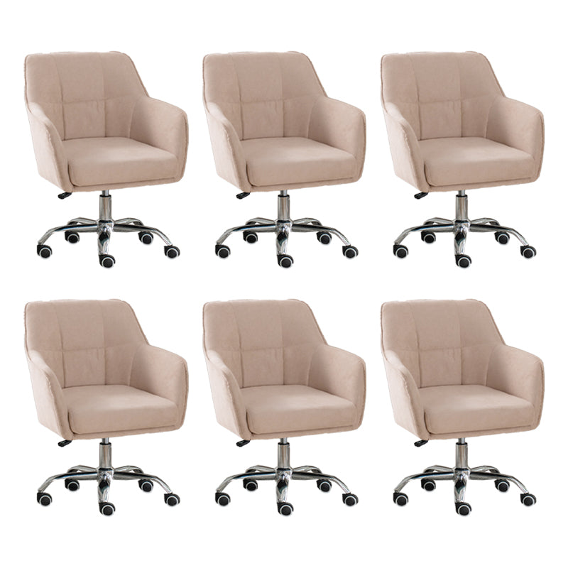Armless Office Chair Distressing Ergonomic Desk Chair with Wheels Khaki 6 Piece Set Clearhalo 'furn' 'furn_office_chair' 'Furniture' 'Office Chairs' 'Office Furniture' 'office_chair' 7666094