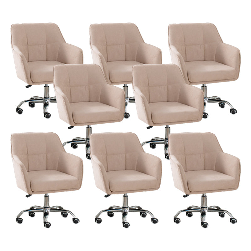 Armless Office Chair Distressing Ergonomic Desk Chair with Wheels Khaki 8 Piece Set Clearhalo 'furn' 'furn_office_chair' 'Furniture' 'Office Chairs' 'Office Furniture' 'office_chair' 7666097