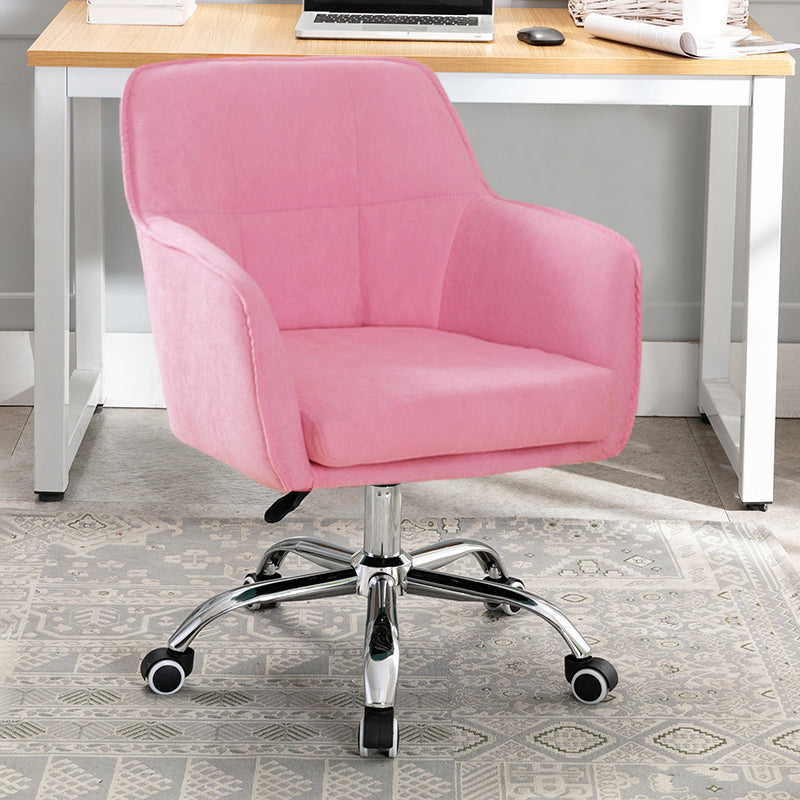 Armless Office Chair Distressing Ergonomic Desk Chair with Wheels Pink 1 Piece Clearhalo 'furn' 'furn_office_chair' 'Furniture' 'Office Chairs' 'Office Furniture' 'office_chair' 7666098