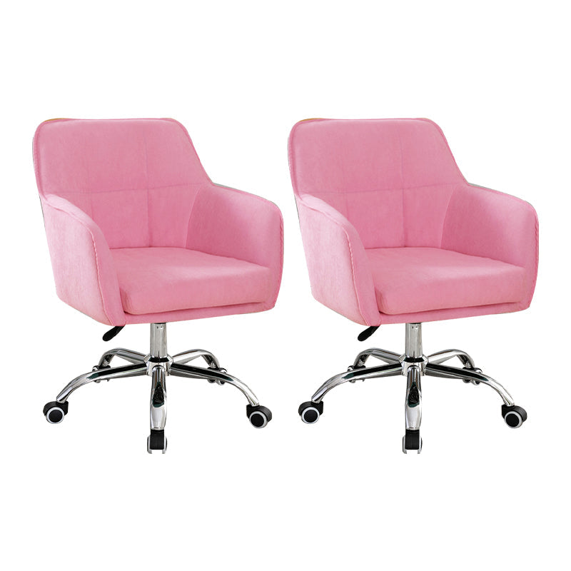 Armless Office Chair Distressing Ergonomic Desk Chair with Wheels Pink 2 Piece Set Clearhalo 'furn' 'furn_office_chair' 'Furniture' 'Office Chairs' 'Office Furniture' 'office_chair' 7666099