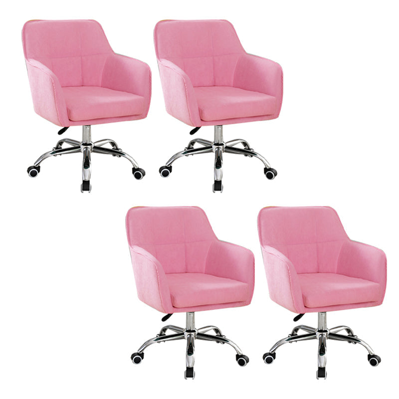 Armless Office Chair Distressing Ergonomic Desk Chair with Wheels Pink 4 Piece Set Clearhalo 'furn' 'furn_office_chair' 'Furniture' 'Office Chairs' 'Office Furniture' 'office_chair' 7666100