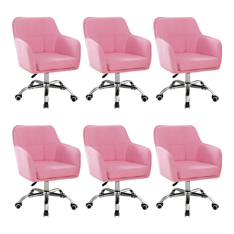Armless Office Chair Distressing Ergonomic Desk Chair with Wheels Pink 6 Piece Set Clearhalo 'furn' 'furn_office_chair' 'Furniture' 'Office Chairs' 'Office Furniture' 'office_chair' 7666101