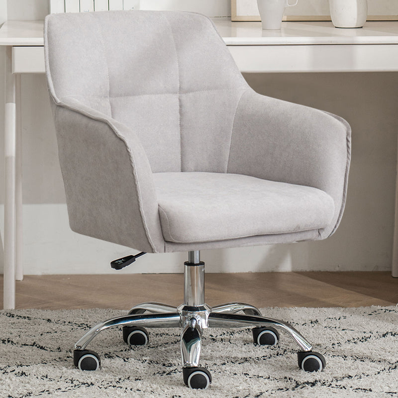 Armless Office Chair Distressing Ergonomic Desk Chair with Wheels Light Gray 1 Piece Clearhalo 'furn' 'furn_office_chair' 'Furniture' 'Office Chairs' 'Office Furniture' 'office_chair' 7666103