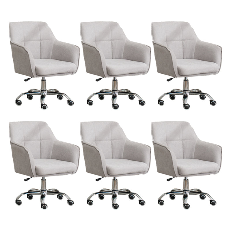 Armless Office Chair Distressing Ergonomic Desk Chair with Wheels Light Gray 6 Piece Set Clearhalo 'furn' 'furn_office_chair' 'Furniture' 'Office Chairs' 'Office Furniture' 'office_chair' 7666106