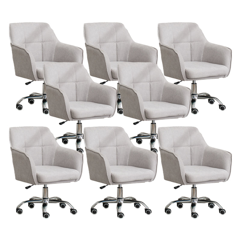 Armless Office Chair Distressing Ergonomic Desk Chair with Wheels Light Gray 8 Piece Set Clearhalo 'furn' 'furn_office_chair' 'Furniture' 'Office Chairs' 'Office Furniture' 'office_chair' 7666107