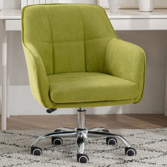 Armless Office Chair Distressing Ergonomic Desk Chair with Wheels Green 1 Piece