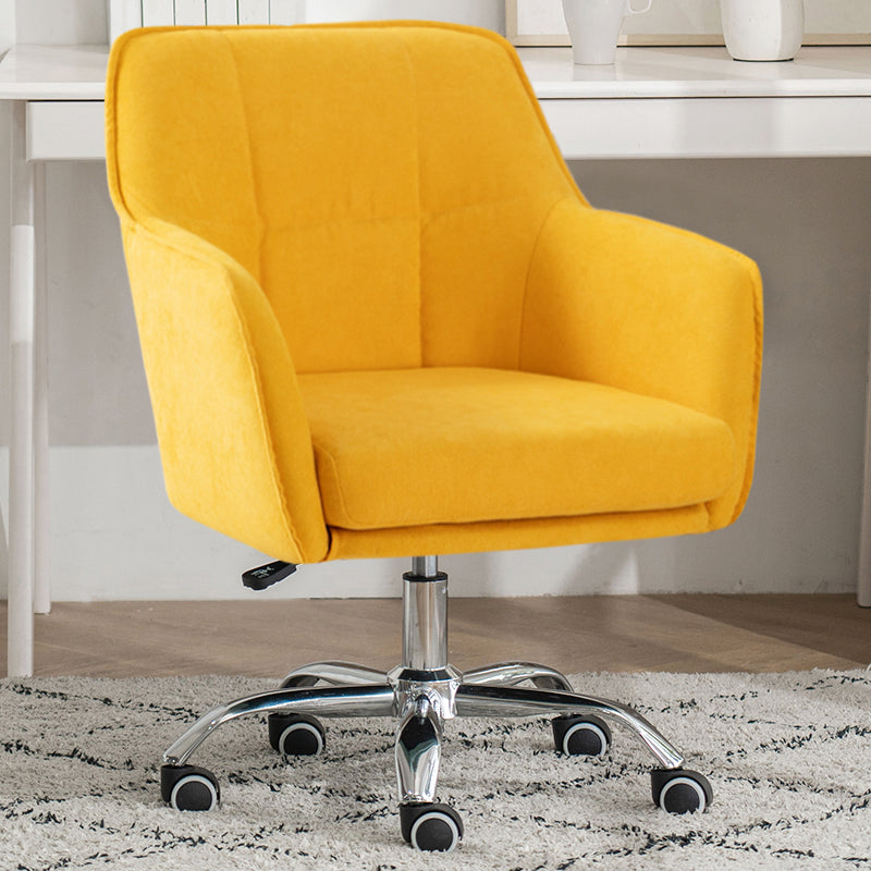 Armless Office Chair Distressing Ergonomic Desk Chair with Wheels Yellow 1 Piece Clearhalo 'furn' 'furn_office_chair' 'Furniture' 'Office Chairs' 'Office Furniture' 'office_chair' 7666113