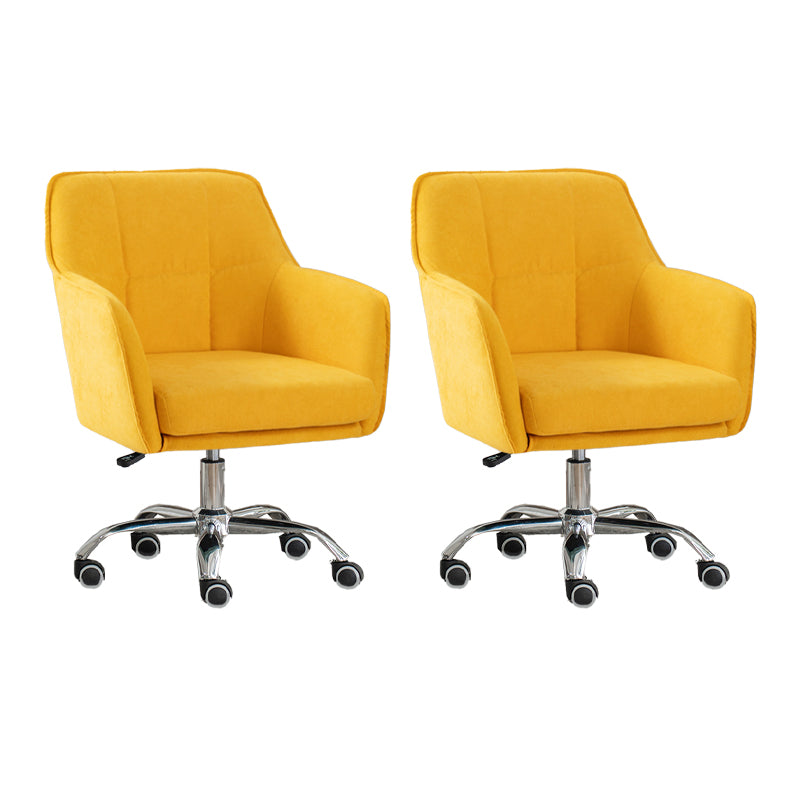 Armless Office Chair Distressing Ergonomic Desk Chair with Wheels Yellow 2 Piece Set Clearhalo 'furn' 'furn_office_chair' 'Furniture' 'Office Chairs' 'Office Furniture' 'office_chair' 7666114
