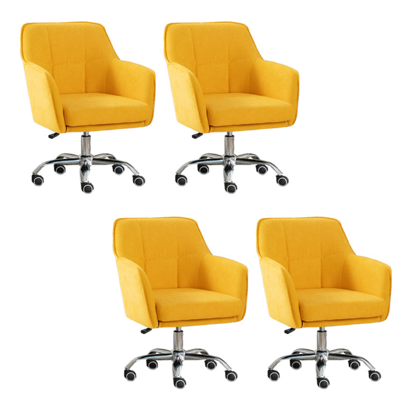Armless Office Chair Distressing Ergonomic Desk Chair with Wheels Yellow 4 Piece Set Clearhalo 'furn' 'furn_office_chair' 'Furniture' 'Office Chairs' 'Office Furniture' 'office_chair' 7666115