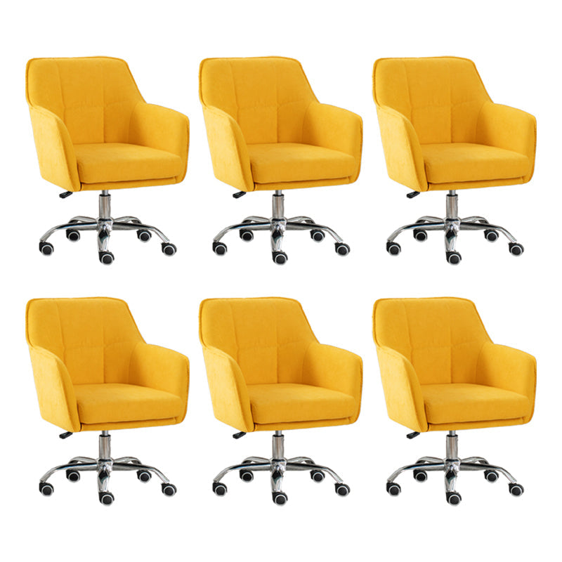 Armless Office Chair Distressing Ergonomic Desk Chair with Wheels Yellow 6 Piece Set Clearhalo 'furn' 'furn_office_chair' 'Furniture' 'Office Chairs' 'Office Furniture' 'office_chair' 7666116