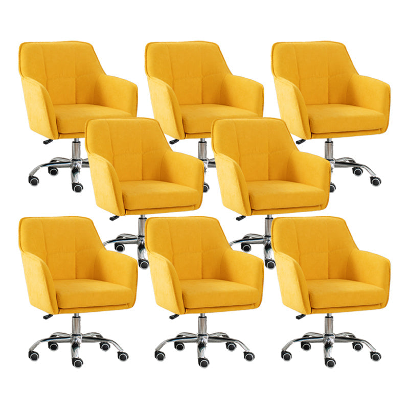 Armless Office Chair Distressing Ergonomic Desk Chair with Wheels Yellow 8 Piece Set Clearhalo 'furn' 'furn_office_chair' 'Furniture' 'Office Chairs' 'Office Furniture' 'office_chair' 7666117