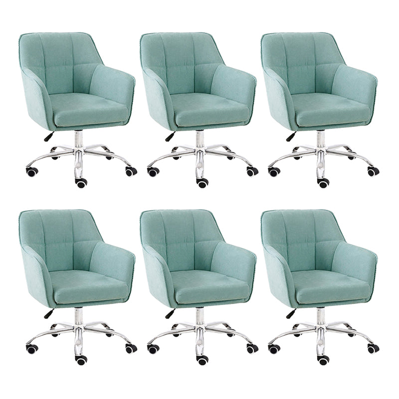 Armless Office Chair Distressing Ergonomic Desk Chair with Wheels Blue 6 Piece Set Clearhalo 'furn' 'furn_office_chair' 'Furniture' 'Office Chairs' 'Office Furniture' 'office_chair' 7666120