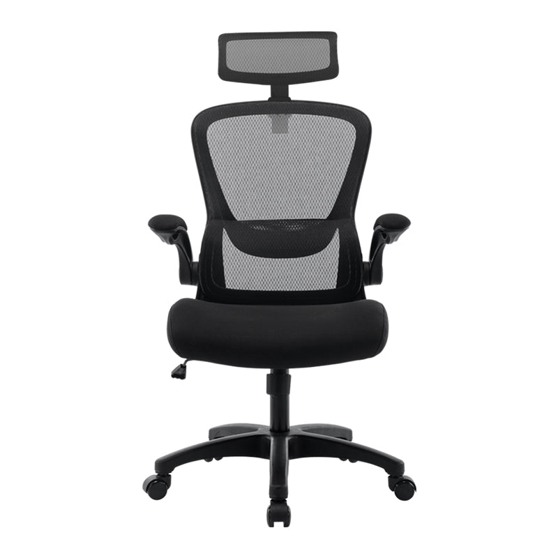 Modern Office Chair Padded Arms Tilt Mechanism No Distressing Ergonomic Chair with Wheels