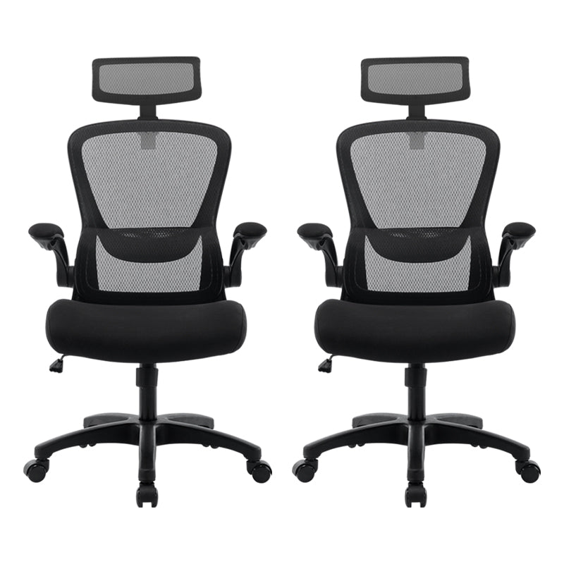 Modern Office Chair Padded Arms Tilt Mechanism No Distressing Ergonomic Chair with Wheels