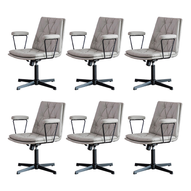 No Wheels Office Chair Contemporary Swivel Rolling Task Chair Light Gray 6 Piece Set Clearhalo 'furn' 'furn_office_chair' 'Furniture' 'Office Chairs' 'Office Furniture' 'office_chair' 7666173