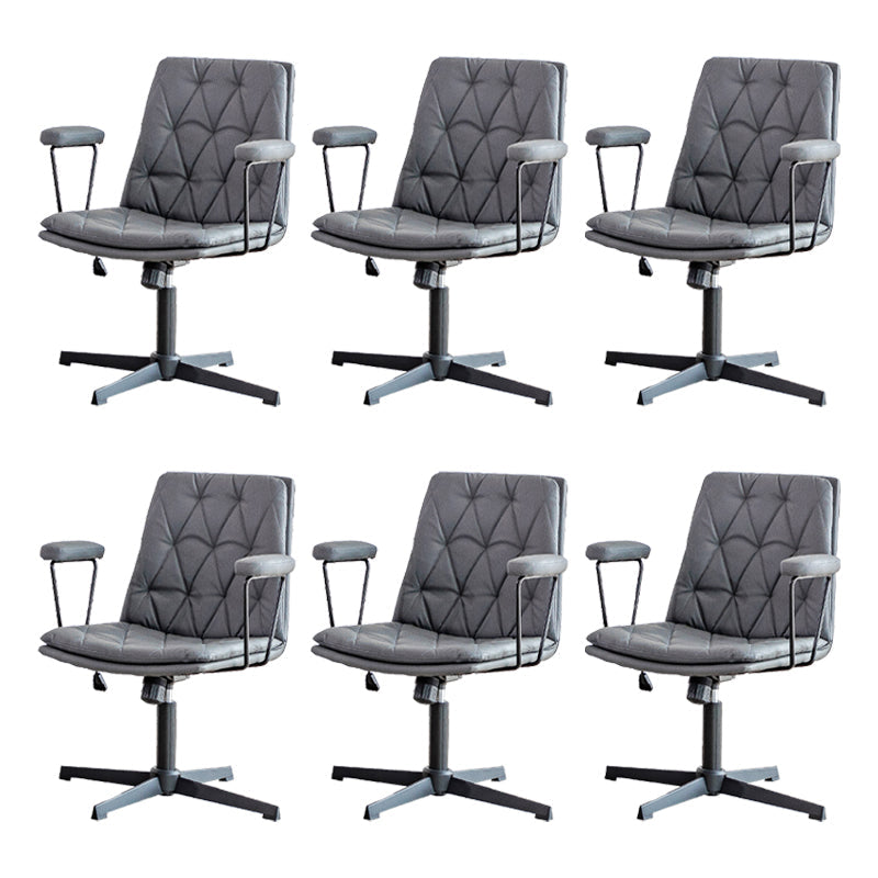 No Wheels Office Chair Contemporary Swivel Rolling Task Chair Dark Gray 6 Piece Set Clearhalo 'furn' 'furn_office_chair' 'Furniture' 'Office Chairs' 'Office Furniture' 'office_chair' 7666189