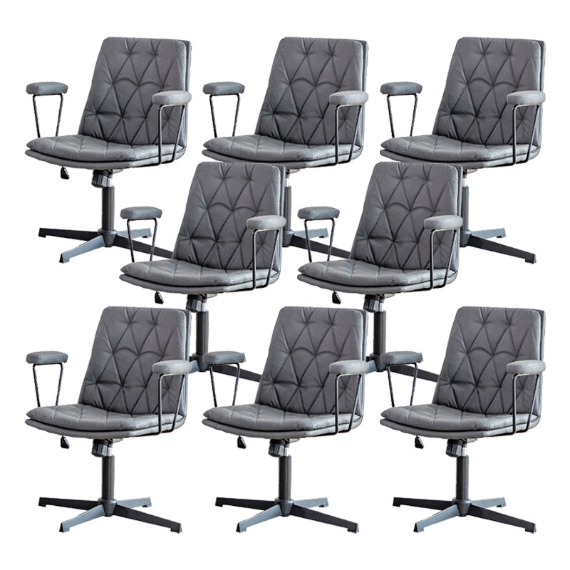 No Wheels Office Chair Contemporary Swivel Rolling Task Chair Dark Gray 8 Piece Set Clearhalo 'furn' 'furn_office_chair' 'Furniture' 'Office Chairs' 'Office Furniture' 'office_chair' 7666190
