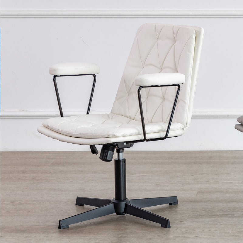 No Wheels Office Chair Contemporary Swivel Rolling Task Chair Off-White 1 Piece Clearhalo 'furn' 'furn_office_chair' 'Furniture' 'Office Chairs' 'Office Furniture' 'office_chair' 7666191