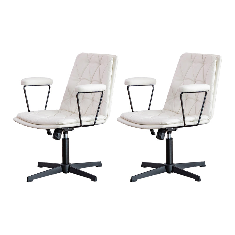 No Wheels Office Chair Contemporary Swivel Rolling Task Chair Off-White 2 Piece Set Clearhalo 'furn' 'furn_office_chair' 'Furniture' 'Office Chairs' 'Office Furniture' 'office_chair' 7666192