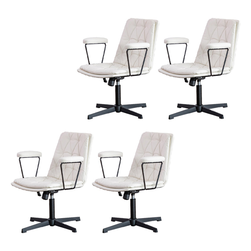 No Wheels Office Chair Contemporary Swivel Rolling Task Chair Off-White 4 Piece Set Clearhalo 'furn' 'furn_office_chair' 'Furniture' 'Office Chairs' 'Office Furniture' 'office_chair' 7666193