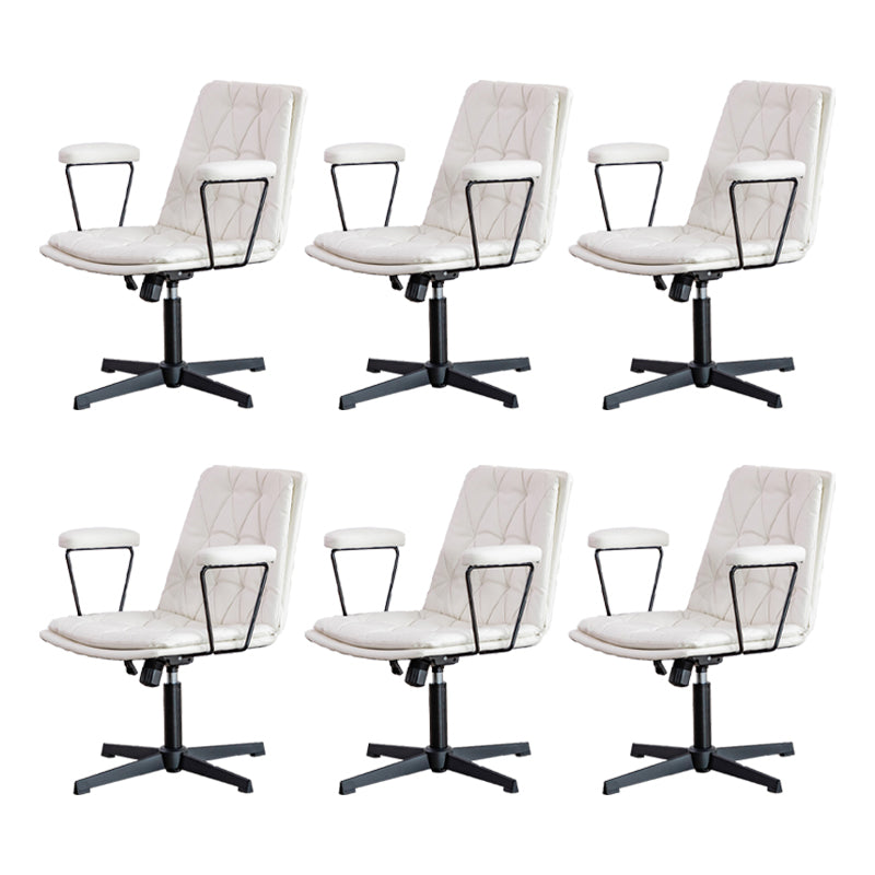 No Wheels Office Chair Contemporary Swivel Rolling Task Chair Off-White 6 Piece Set Clearhalo 'furn' 'furn_office_chair' 'Furniture' 'Office Chairs' 'Office Furniture' 'office_chair' 7666194