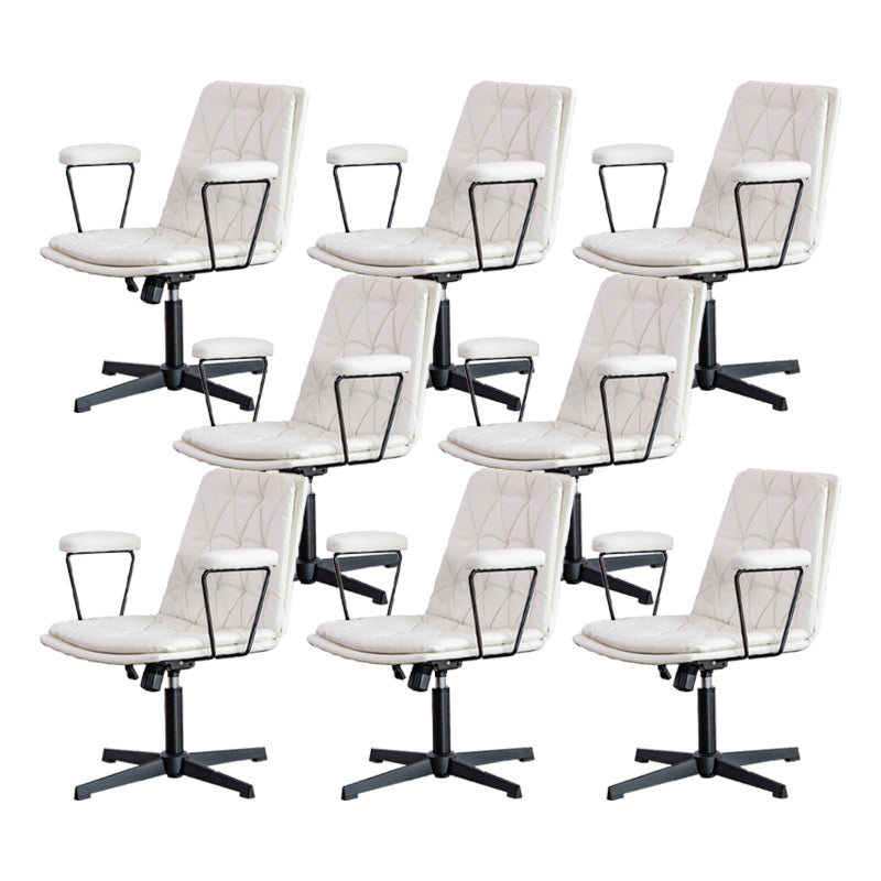 No Wheels Office Chair Contemporary Swivel Rolling Task Chair Off-White 8 Piece Set Clearhalo 'furn' 'furn_office_chair' 'Furniture' 'Office Chairs' 'Office Furniture' 'office_chair' 7666195