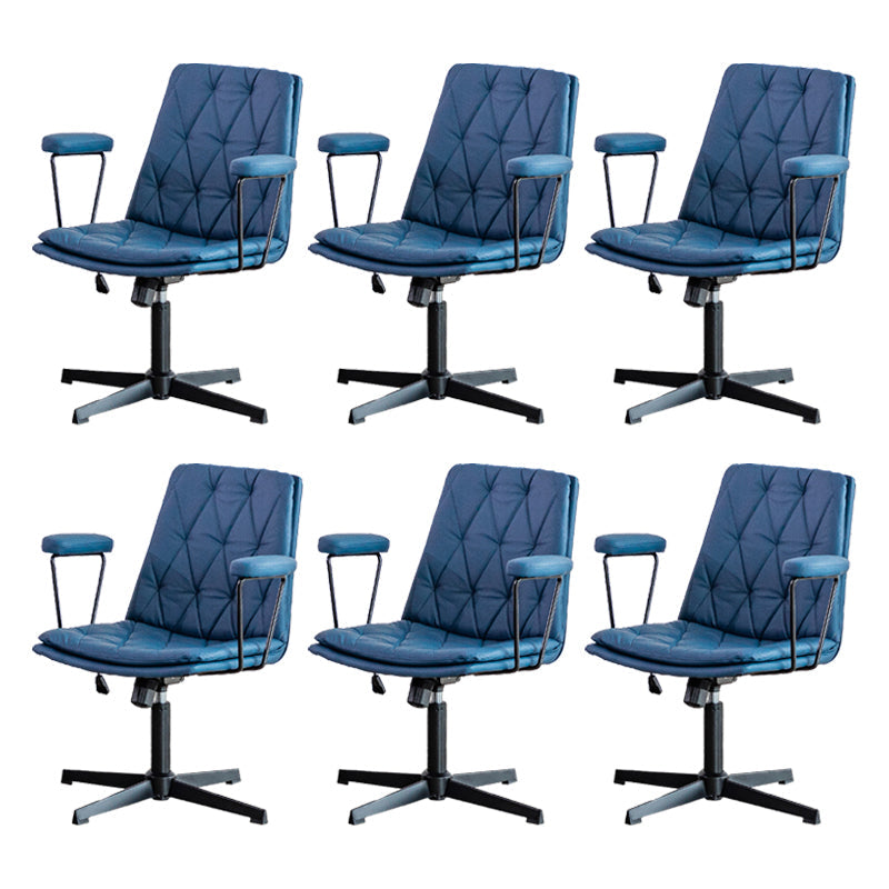 No Wheels Office Chair Contemporary Swivel Rolling Task Chair Blue 6 Piece Set Clearhalo 'furn' 'furn_office_chair' 'Furniture' 'Office Chairs' 'Office Furniture' 'office_chair' 7666199