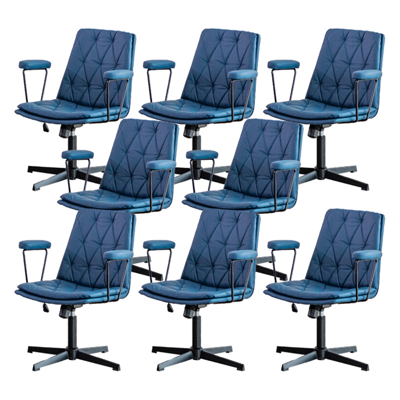 No Wheels Office Chair Contemporary Swivel Rolling Task Chair Blue 8 Piece Set Clearhalo 'furn' 'furn_office_chair' 'Furniture' 'Office Chairs' 'Office Furniture' 'office_chair' 7666200