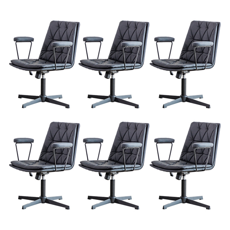 No Wheels Office Chair Contemporary Swivel Rolling Task Chair Black 6 Piece Set Clearhalo 'furn' 'furn_office_chair' 'Furniture' 'Office Chairs' 'Office Furniture' 'office_chair' 7666209