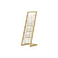 Contemporary Closed Back Bookcase Vertical Metal Bookshelf with Shelves 13"L x 10"W x 37"H Gold Clearhalo 'Bookcases' 'furn' 'furn_bookcases' 'Furniture' 'Office Furniture' 7666368