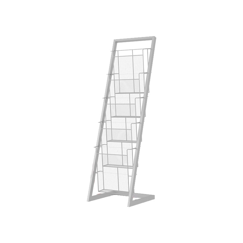 Contemporary Closed Back Bookcase Vertical Metal Bookshelf with Shelves 13"L x 10"W x 43"H White Clearhalo 'Bookcases' 'furn' 'furn_bookcases' 'Furniture' 'Office Furniture' 7666372