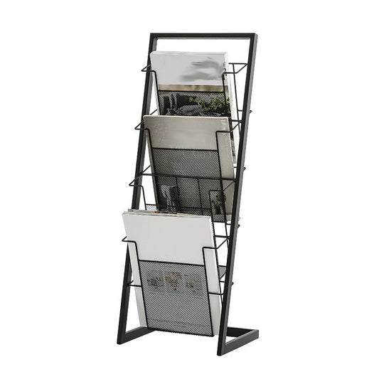 Contemporary Closed Back Bookcase Vertical Metal Bookshelf with Shelves Clearhalo 'Bookcases' 'furn' 'furn_bookcases' 'Furniture' 'Office Furniture' 7666373