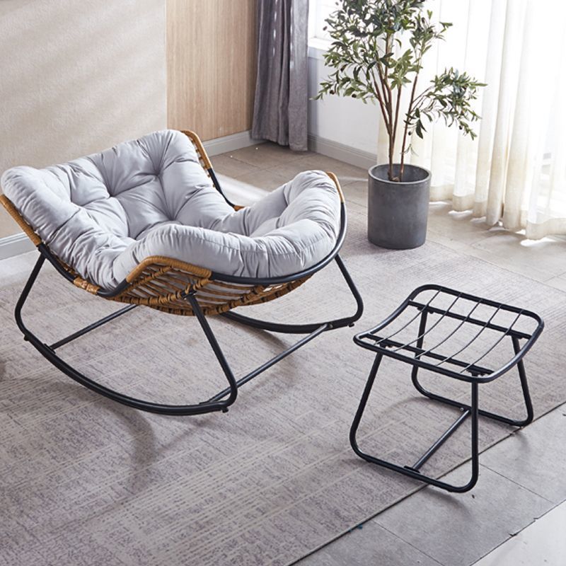 Contemporary Rocker Chair Upholstered Antique Finish Rocking Accent Chair Rocking Chair with Ottomans Gray Clearhalo 'Chairs & Seating' 'furn' 'furn_rocking_chairs' 'Furniture' 'Living Room Furniture' 'Rocking Chairs' 'rocking_chairs' 7666582