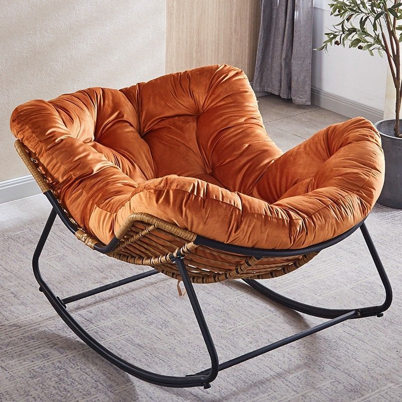 Contemporary Rocker Chair Upholstered Antique Finish Rocking Accent Chair Rocking Chair Orange Clearhalo 'Chairs & Seating' 'furn' 'furn_rocking_chairs' 'Furniture' 'Living Room Furniture' 'Rocking Chairs' 'rocking_chairs' 7666586