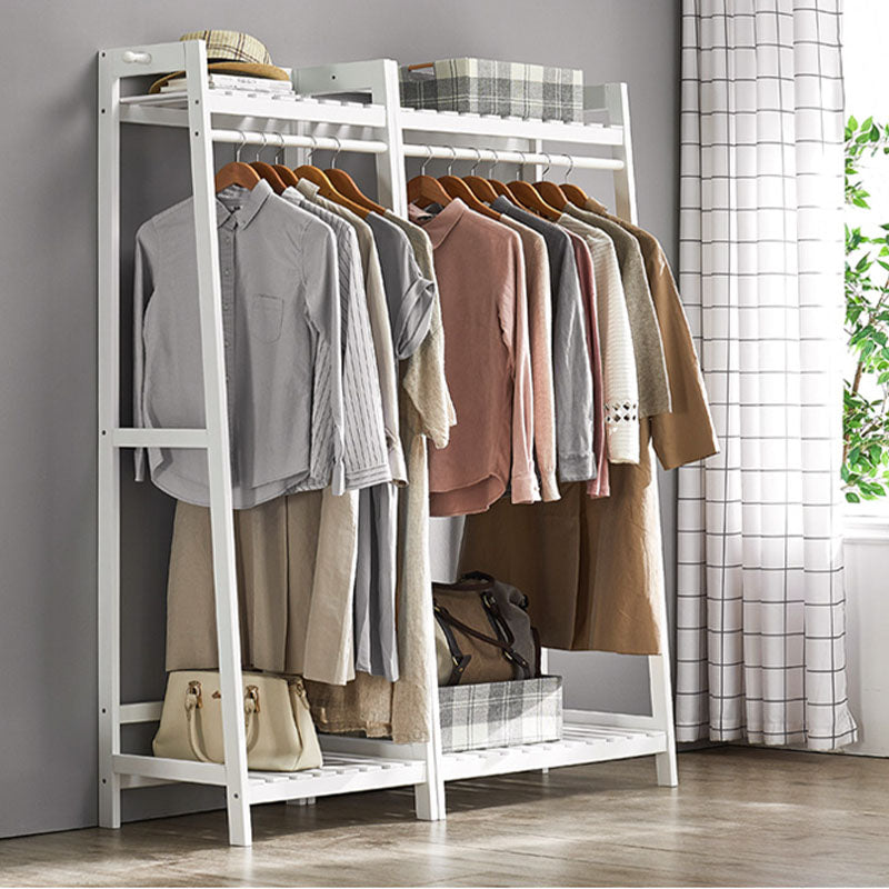 Armario contemporáneo Armario Pine Wood Armoire con barra de prenda para el hogar