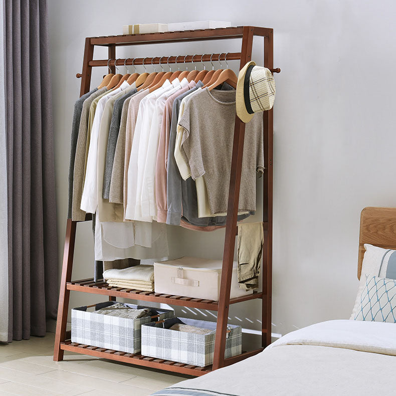 Armario contemporáneo Armario Pine Wood Armoire con barra de prenda para el hogar