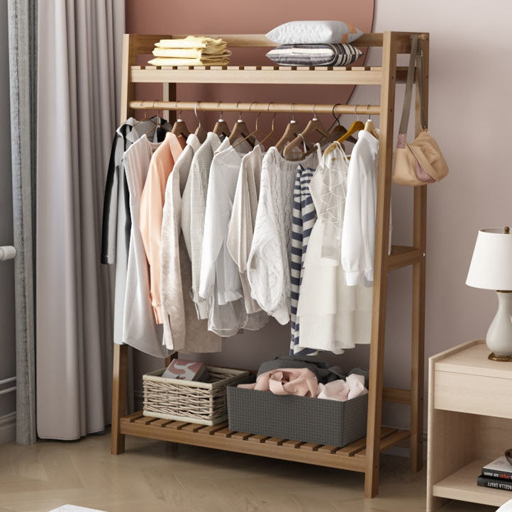 Armario contemporáneo Armario Pine Wood Armoire con barra de prenda para el hogar